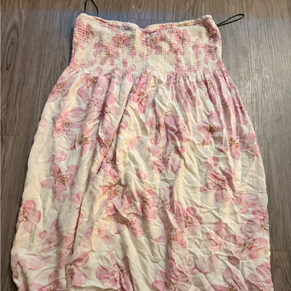 Pink Floral Smocked Bust Maxi Dress